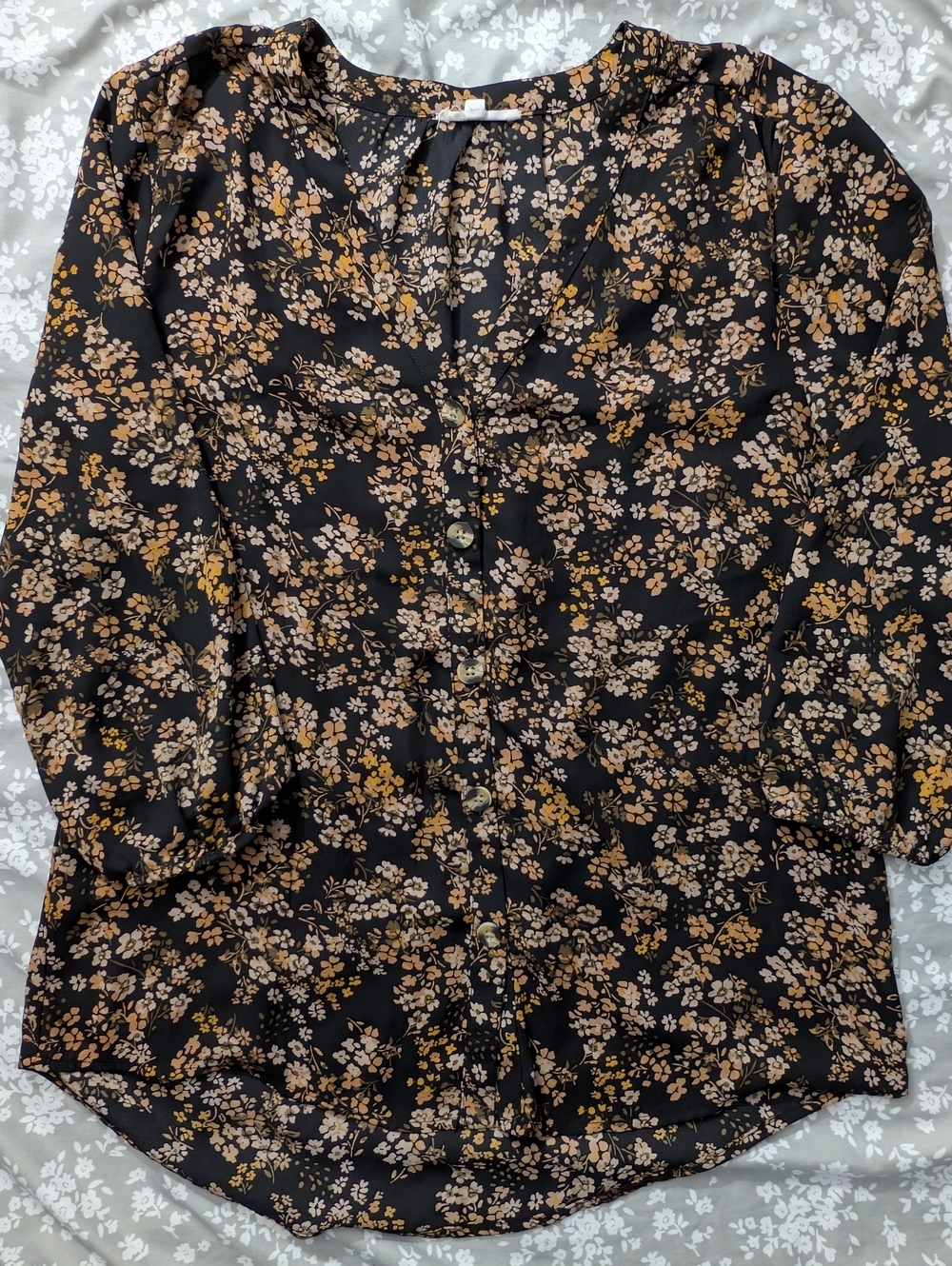 Maurices Black Floral Print Women's Blouse Size Small
